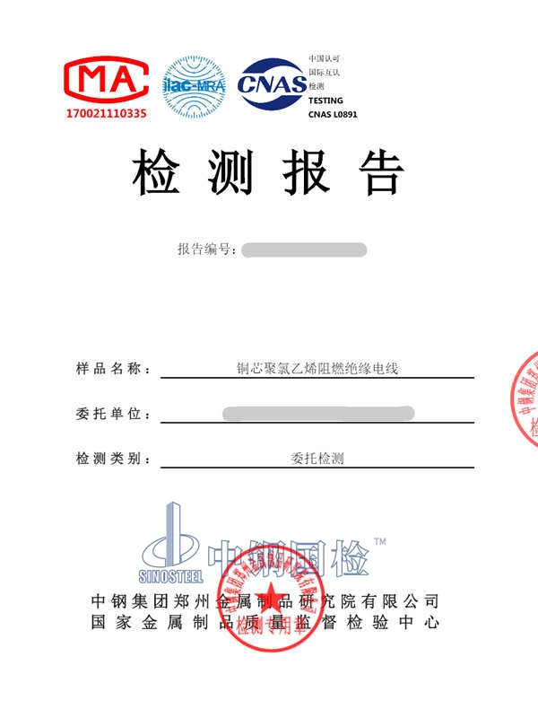 銅芯聚氯乙烯阻燃絕緣電線阻燃性能檢測(cè)報(bào)告