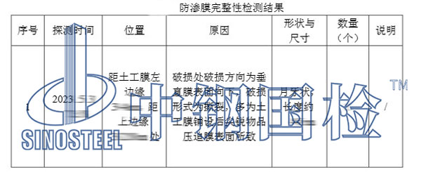 檢測項目結(jié)果
