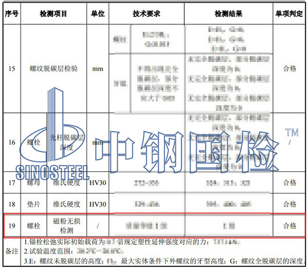 螺栓探傷檢測(cè)結(jié)果